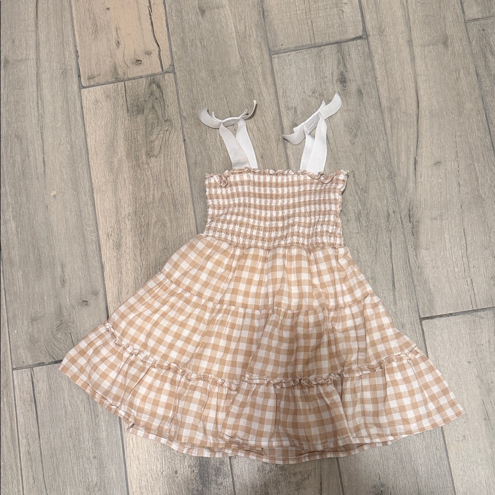 Janie and Jack White and Tan Dress with Bow Straps